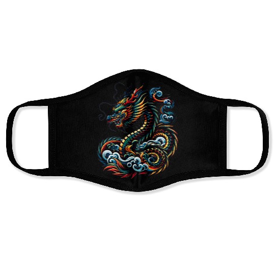 Colorful Dragon Zodiac Chinese Dragon Art Face Masks
