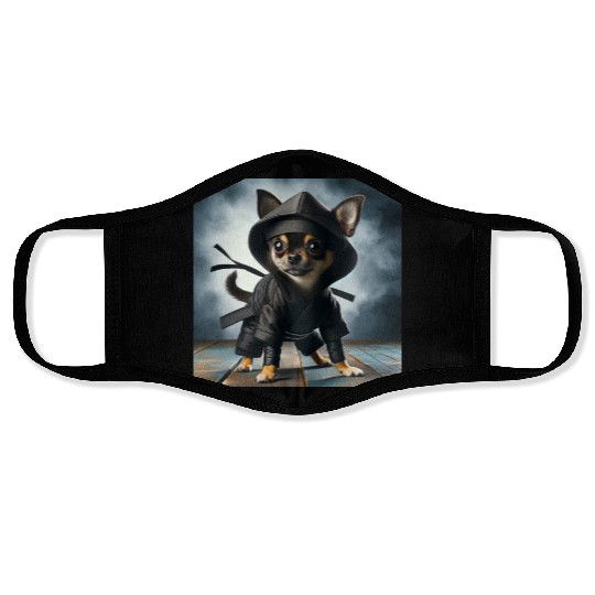 Ninja chihuahua! Face Masks