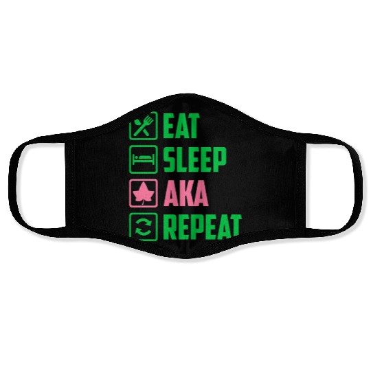 Eat Sleep AKA Repeat Alpha Kappa Alpha Womens Gift Face Masks