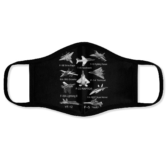 Fighters Jets F22 Raptor F14 Tomcat Plane Spotting Face Masks
