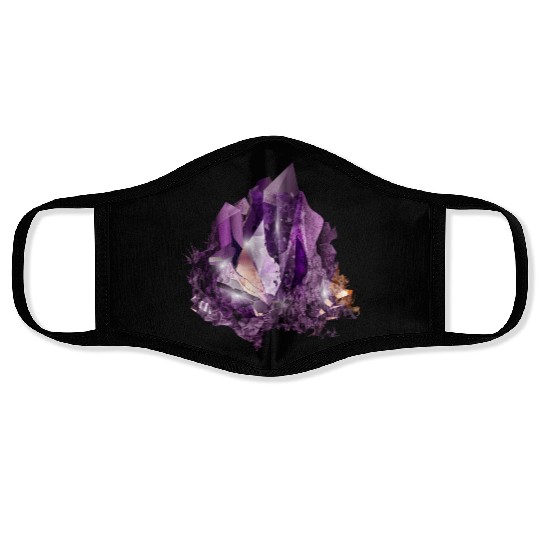 bright purple amethyst crystal motif Face Masks