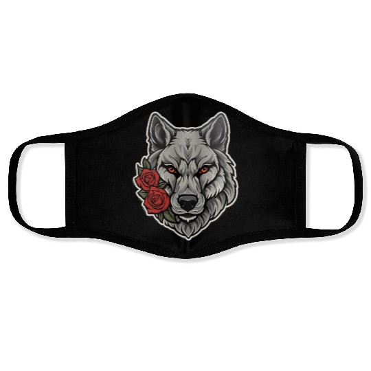 Gothic Wolf Wildlife Illustration Face Masks