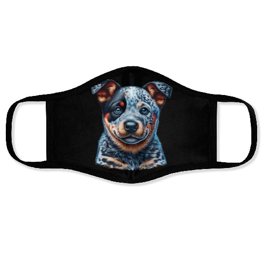 Playful Cattle Pup - Australian Cattle Dog Puppy Face Masks