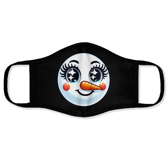 Lady Carrot-Nosed Snowwoman Cute Snowman Christmas Face Masks