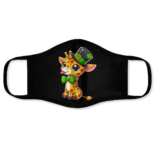 St. Patrick's Day Giraffe: Cute Kawaii Style Face Masks