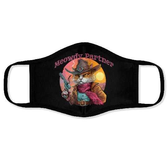 Purrfect Outlaw Showdown - Meowdy Partner Face Masks