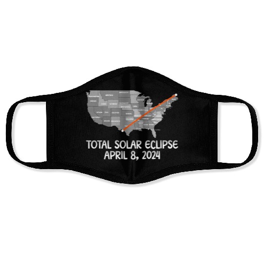 Total Solar Eclipse April 8 2024 USA Map Totality Face Masks