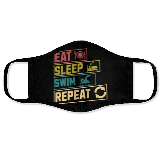 Eat sleep swim repeat hobby Face Masks