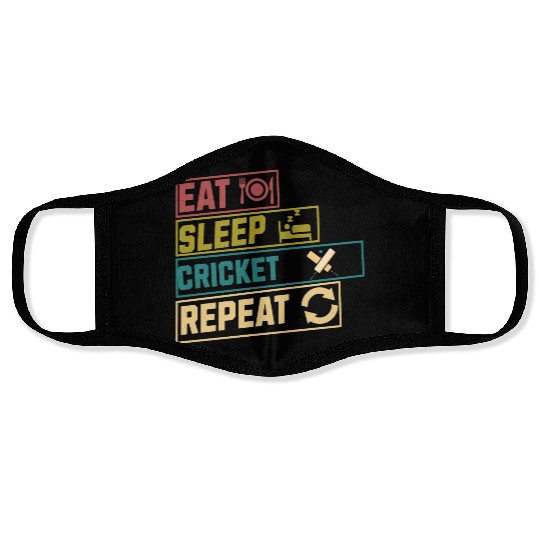 Eat sleep cricket repeat hobby Face Masks
