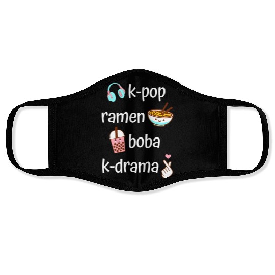 Kawaii K-Pop Ra Boba Bubble Tea K-Drama Face Masks