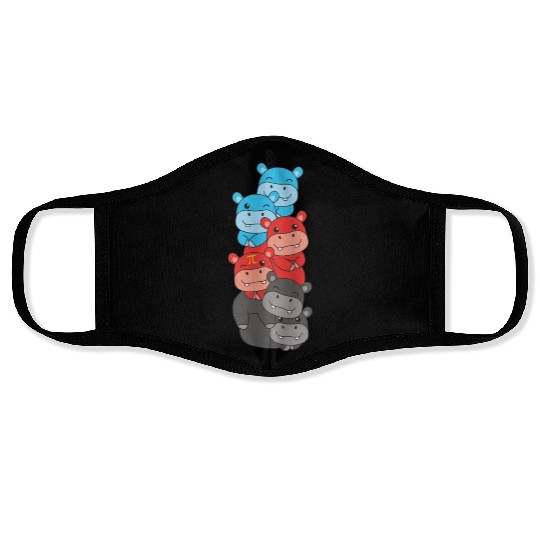 Polyamory Flag Pride Lgbtq Cute Hippo Face Masks