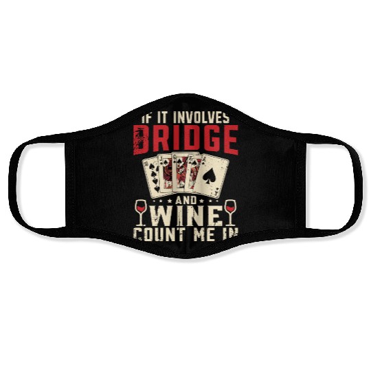 Bridge And Wine Contract Bridge Player Face Masks
