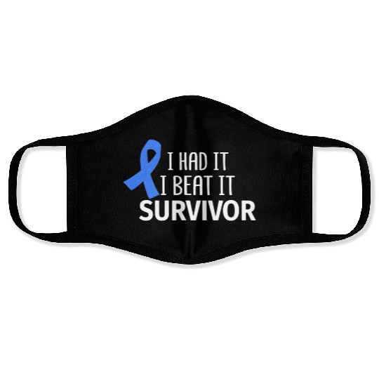 Colon Cancer I Had It I Beat It Survivor Dark Blue Face Masks