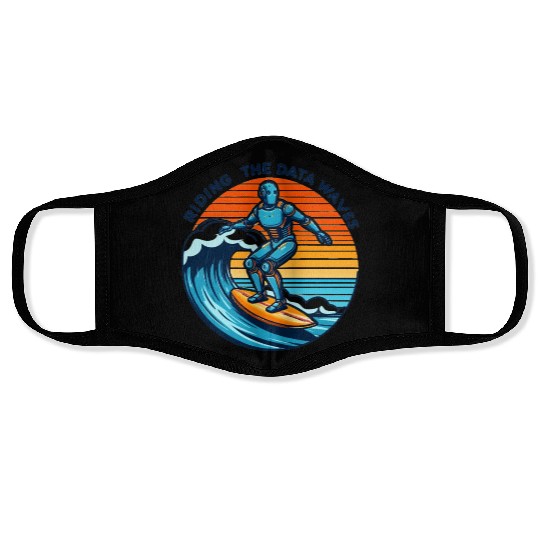 Surfer Robot: Riding the Data Waves Face Masks