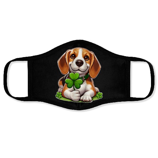 St. Patrick's Day Beagle Face Masks