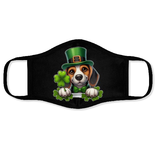 St. Patrick's Day Beagle Face Masks
