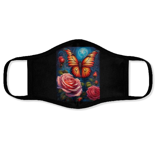 Emerald Monarch: A Delicate Embrace of Nature Face Masks