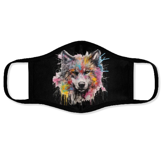 Grafitti Wolf Face Masks