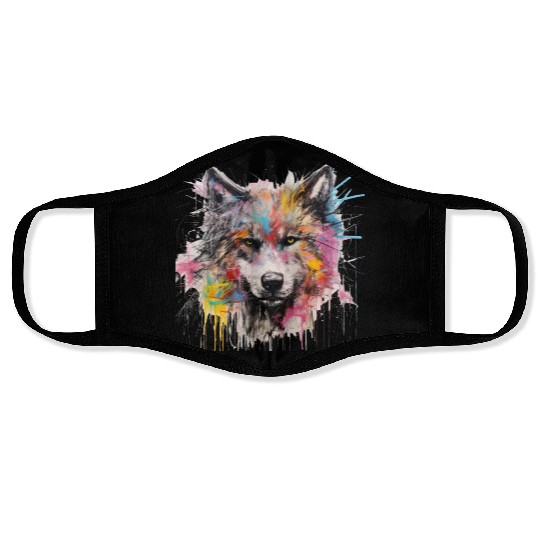 Grafitti Wolf Face Masks