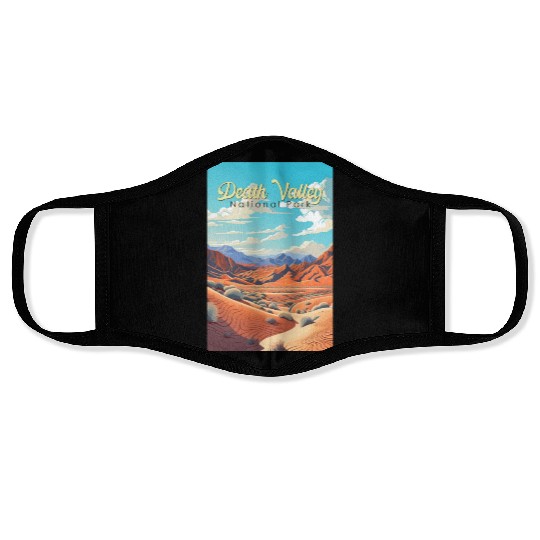 Death Valley National Park Illustration Retro Face Masks