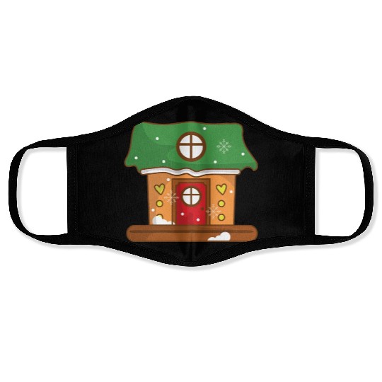 Green Gingerbread house Face Masks