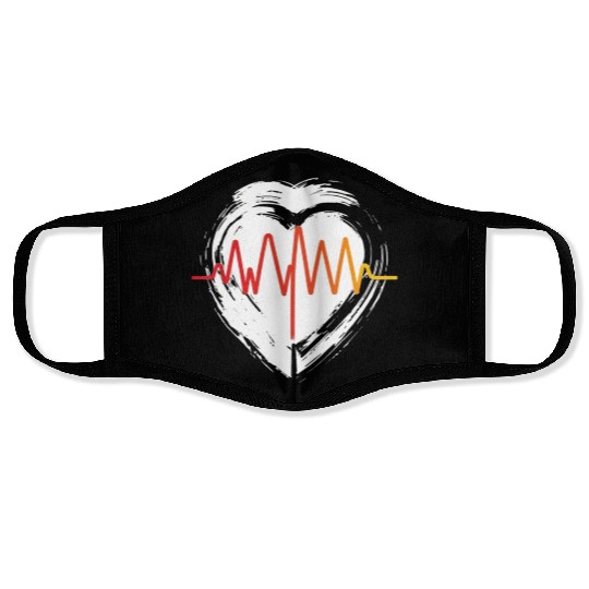 Valentine's day heartbeat Face Masks
