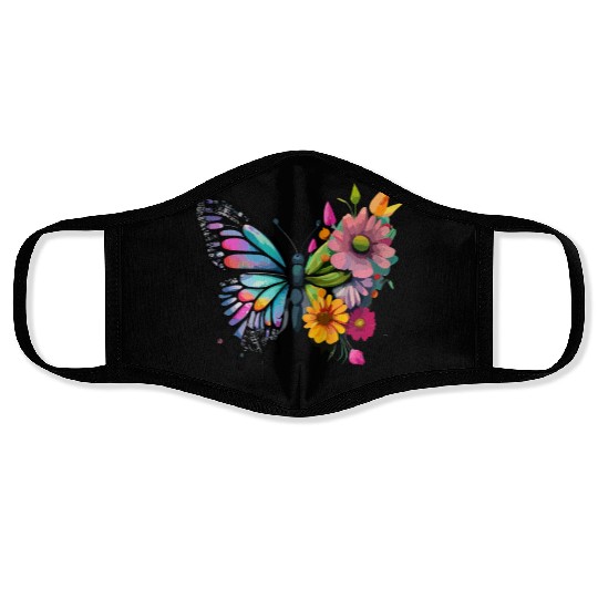 Metamorphora Butterfly Nature Flowers Branches Face Masks