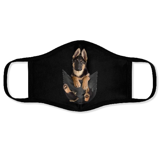German Shepherd In Pocket Funny Dog Lover Face Masks