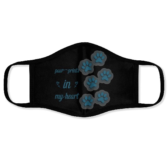 paw prints in my heart Face Masks