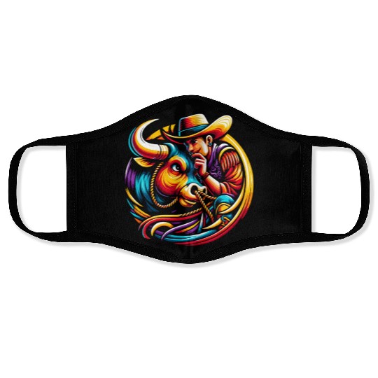 Rodeo Bull Riding Livestock Show Farmer Cattle Face Masks