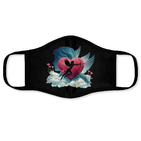 Valentine's Day with heart and Cupid. Love Heart Face Masks