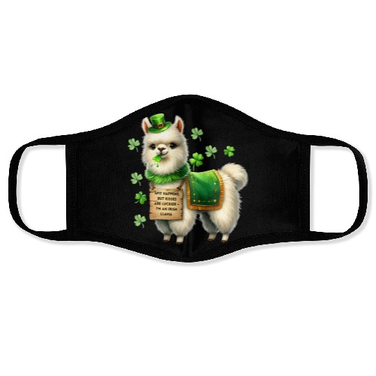 Irish LLAMA lucky charm Face Masks