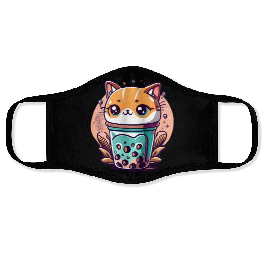 Anime Cat Bubble Tea Face Masks