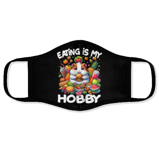 Cute Guinea Pig Kawaii Cavy Eating Burger Face Masks