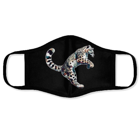 Snow Leopard Leopard White Leopard Face Masks