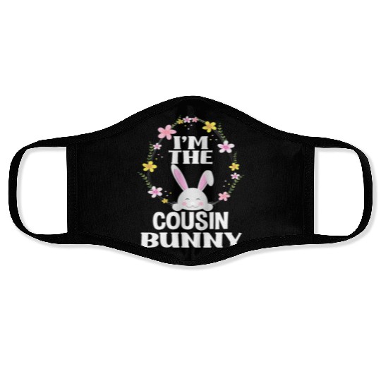 I Am Cousin Easter Bunny Flower Wreath Easter Face Masks