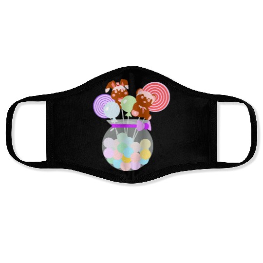 CIRCUS IN SPRING: CIRCUS CANDY JAR Face Masks