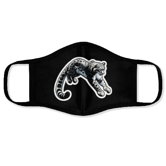 Snow Leopard Leopard White Leopard Face Masks