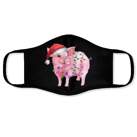 Pig Christmas Light Face Masks