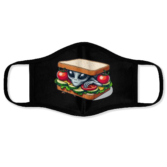 Alien Hiding in a Sandwich Face Masks