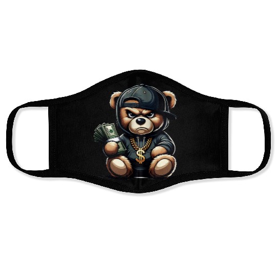 streetwise teddy bear with money Face Masks