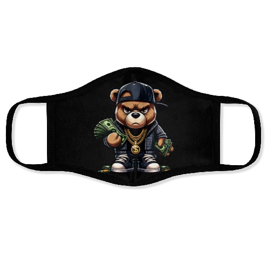 teddy bear with money Face Masks