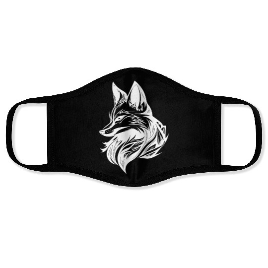 Elegant Cunning Fox In Tattoo Ink Face Masks