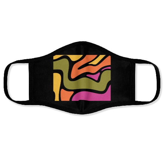 Psychedelic patterns, Aesthetic, Retro, Vintage Face Masks