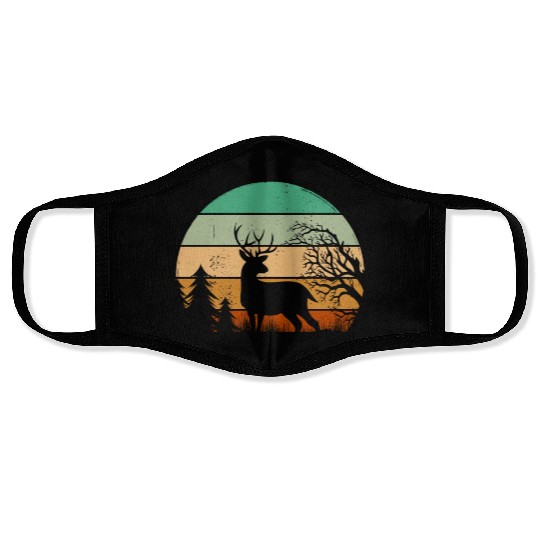 Serene Deer Twilight Forest Silhouette Face Masks