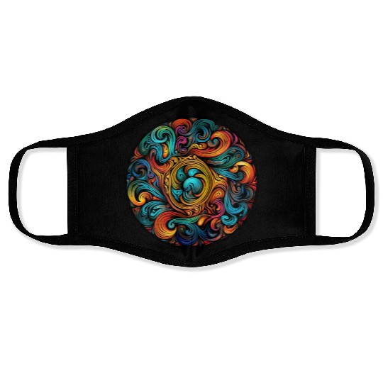 Abstract Spectrum Spiral Face Masks