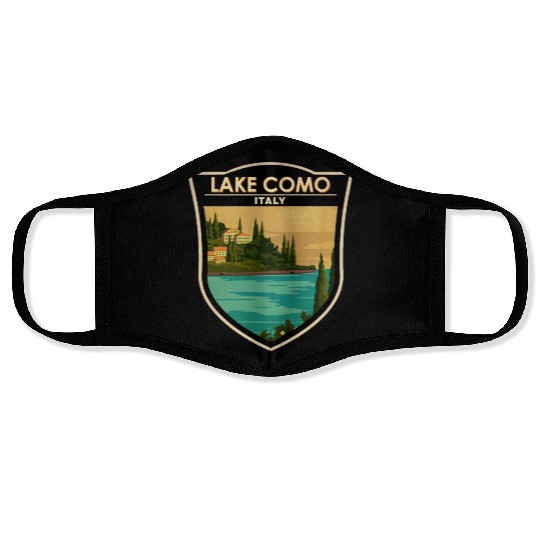 Lake Como Italy Travel Badge Face Masks