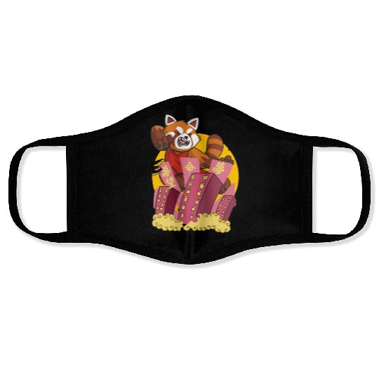 For Red Panda lover . Funny Red Pandazilla Face Masks