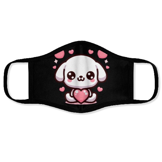 Cute Puppy Dog Heart Valentin Day Face Masks