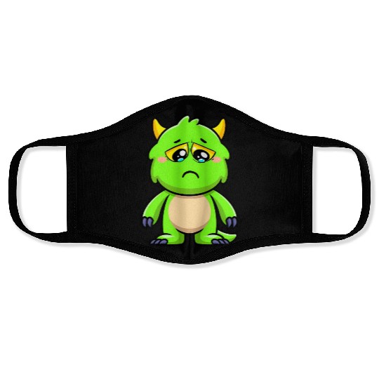 Baby Monster Green Crying Grumpy Face Masks